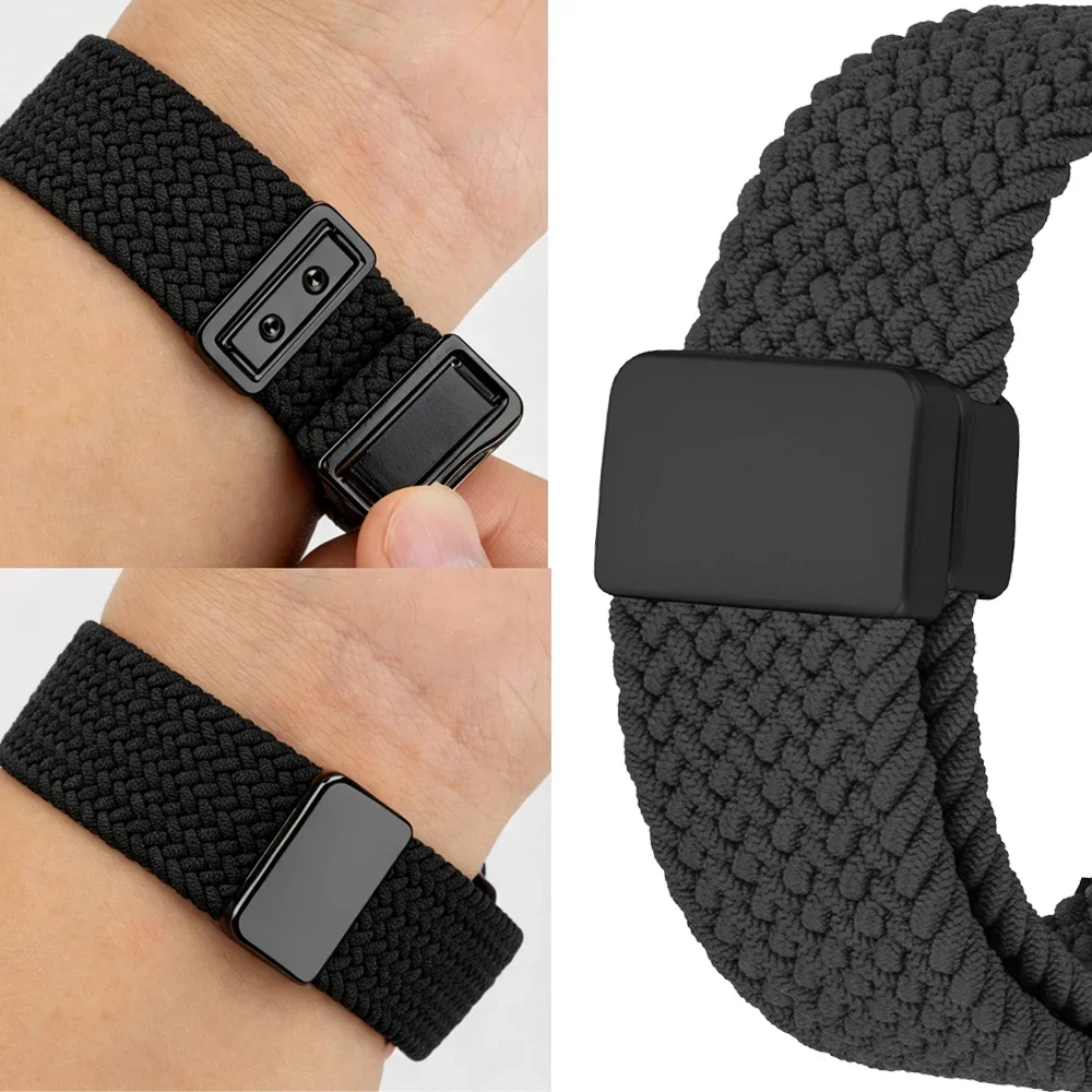 Adjustable Magnetic Braided Nylon Watch Band, 20/22mm Strap