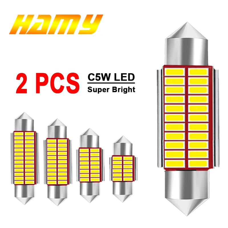 LED 전구 CANBUS 자동차 인테리어 돔 지도 트렁크 리센스 플레이트 조명, 페스툰 31mm, 36mm, 39mm, 41mm, 12V, 4014SMD, 300LM, C10W, C5W, 2 개
