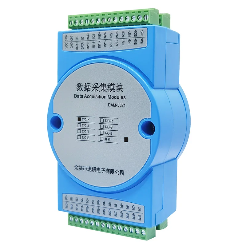 

24 channel K-type thermocouple input temperature acquisition module to RS485 MODBUS RTU isolation DAM-5521