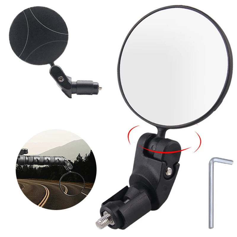 

1/2Pcs Motorcycle Round Auxiliary Rearview Handlebar End Mirror Wide Angle 360 Degree Rotation Motorcycle Riding Convex Mirror
