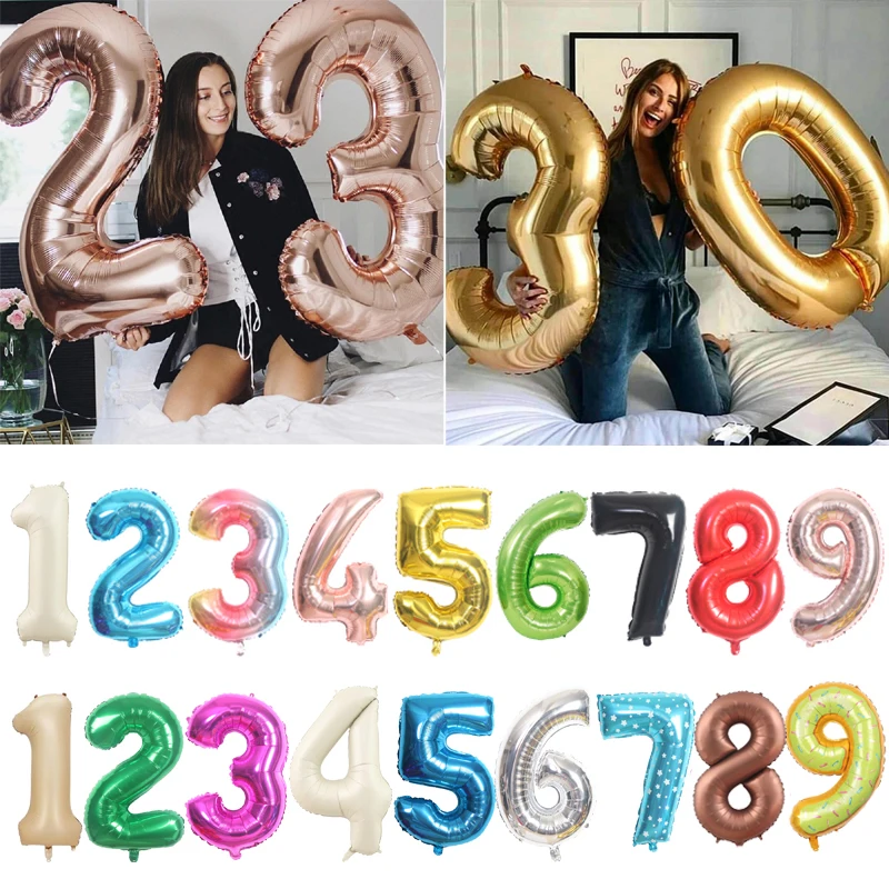 40inch Big Size Balloons Helium Numbe 0-9 Happy Birthday Wedding Party Decorations Kids Toys Shower Figures Globos Large Balloon
