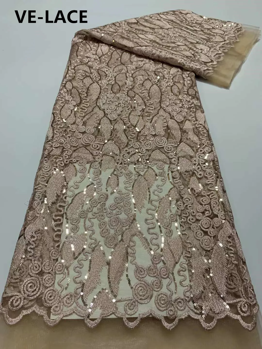 

Sequins Lace African Tulle Mesh Lace Fabric 2023 High Quality Nigerian French Lace Fabric For Wedding Dress Sewing j-0135