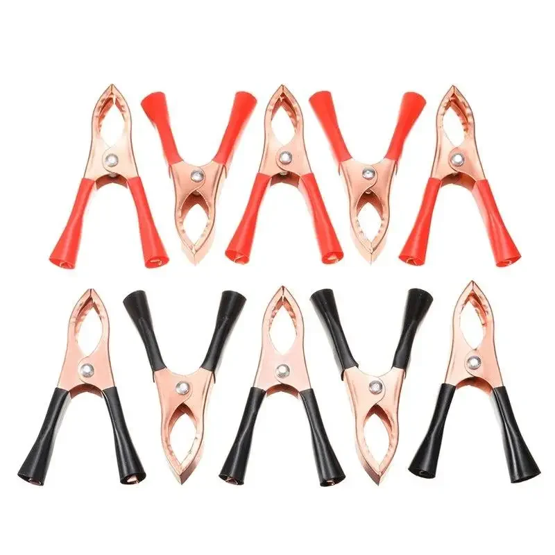 30A Crocodile Spring Clamp Red & Black Car Battery Clip Cables Alligator Charger Voltage Testing Tool Accessory 10pcs