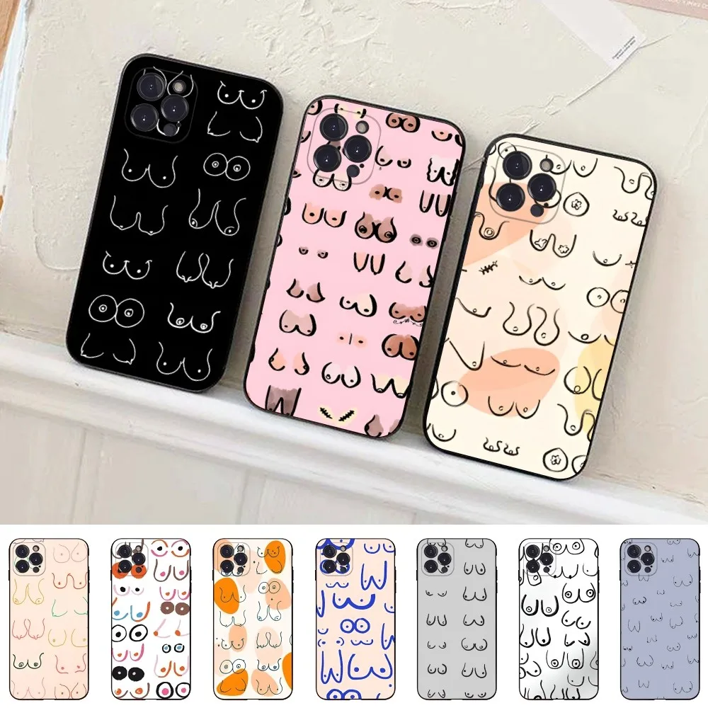 Fashion beauty Sexy boobs custodia per telefono in Silicone morbido per iphone 15 14 13 12 11 Pro Mini XS MAX 8 7 6 Plus X XS XR Cover