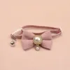 New Waffle Pet Collar Cute Bow Bell Cat Collar Retro Pearl Pendant Dog Collar Accessories 3
