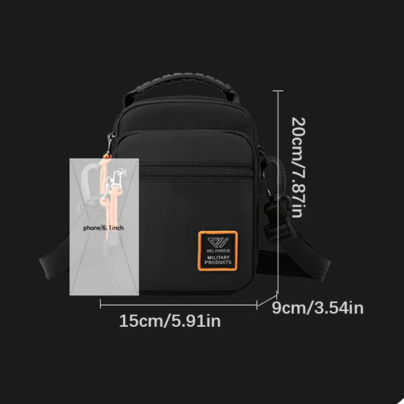 HVTIL Men Single Shoulder Handheld Crossbody Bag Fashion Outdoor Sports Fanny Pack Nylon Casual Mini Hanging Waist Bag Handbag