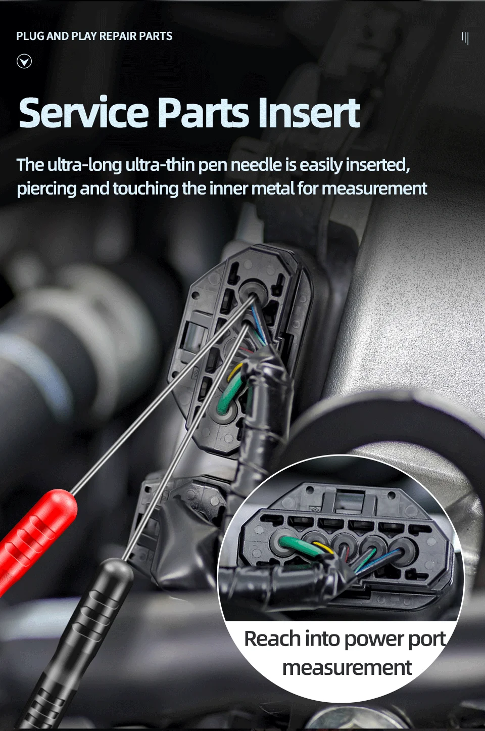 Diagnosewerkzeuge Multimeter Messleitung ANENG PT2003 Verlängerung Zurück Piercing Nadelspitze Sonden Auto Automotive Test Probe Kit 3MM – Detail 6