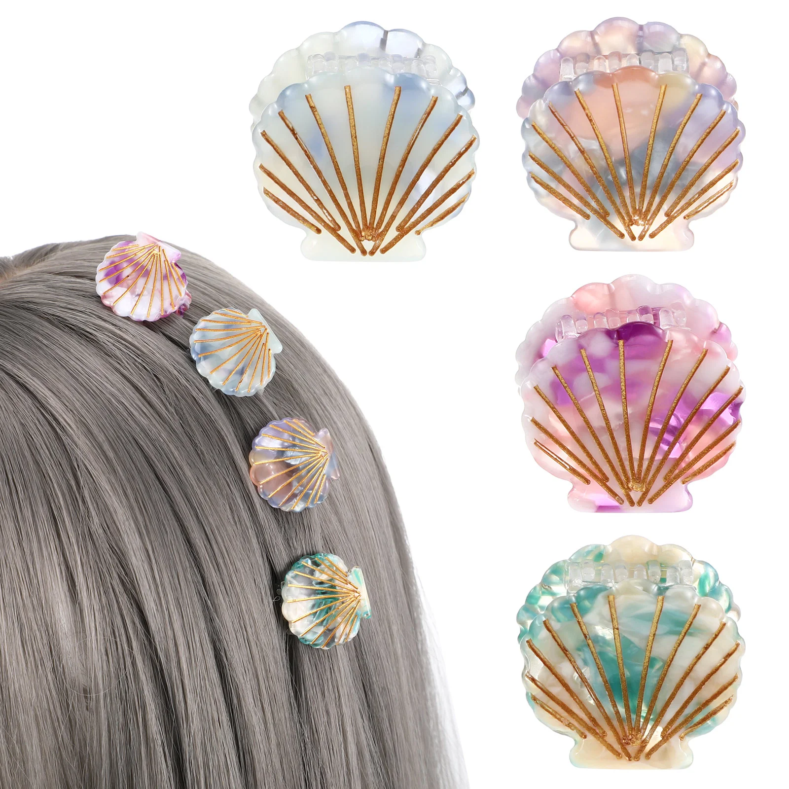 

4 Pcs Bangs Hair Clip Small Claw Clip Tiny Accessories for Girls Headgear Shell Short Miss