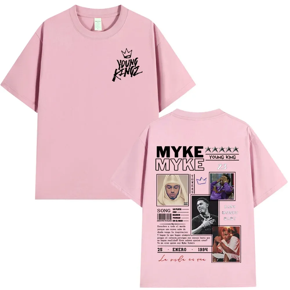 Rapper Myke Towers Graphic T-shirts Men Women Clothing Fashion Hip Hop Oversized T Shirt Unisex Cotton Short Sleeve T-shirt Tops 5
