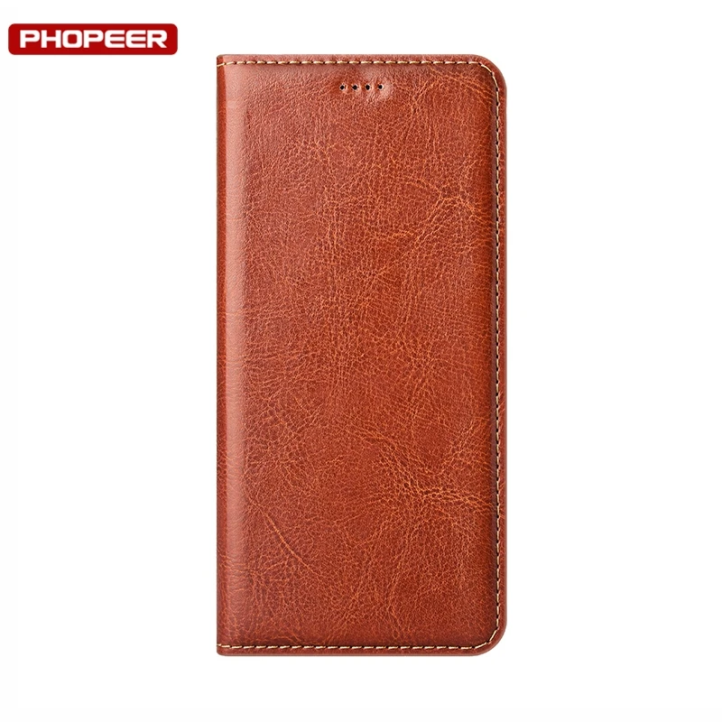 Premium Genuine Leather Flip Wallet Phone Case with Magnetic Closure