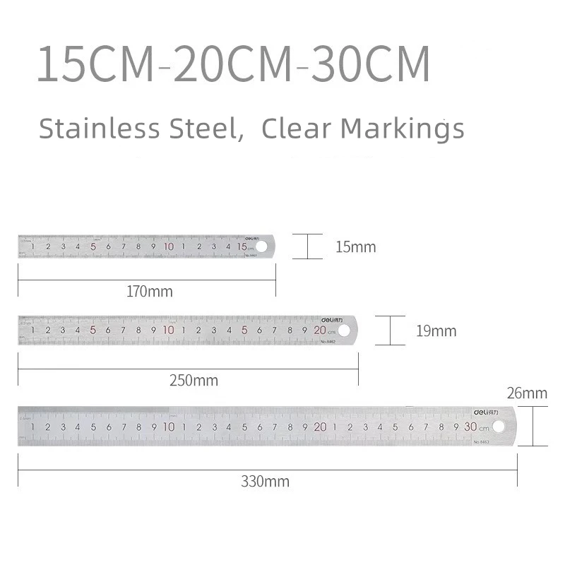 Premium Stainless Steel Measuring Ruler Set | Non-Deforming, Clear Markings | 10/20/30 CM Lengths