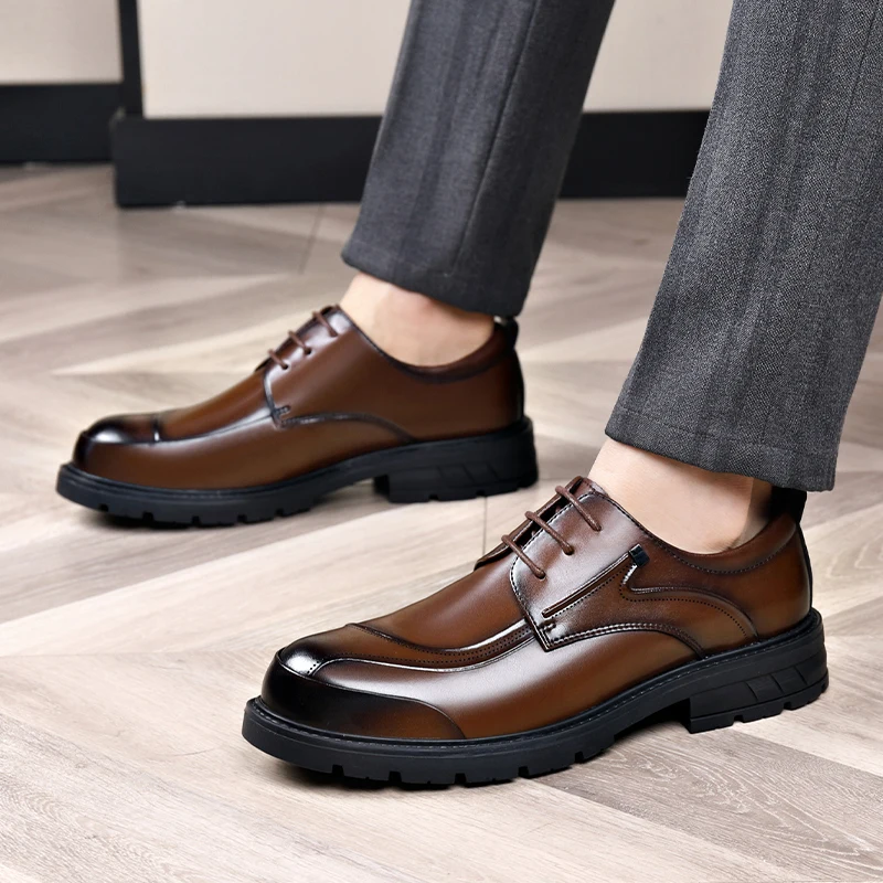 

Business Leisure Leather Shoes for Men Leather Soft Soles Trendy High-end Feel Spring and Low Top Men's Big Toe Loafers