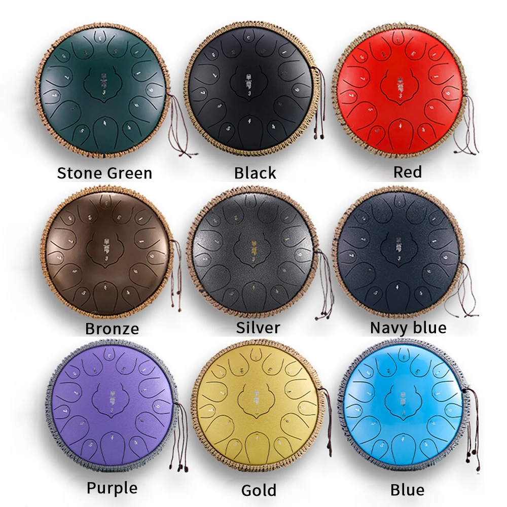 Steel Tongue Drum 13 Inch 15 Tones D Key Tank Drum Tamborine Yoga Meditation Percuss Music Instrument Children's Day Gifts