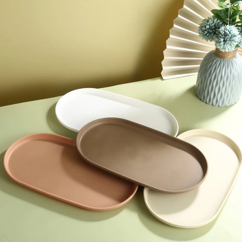 Japanese Plastics Coffee Tray Oval Food Cup Trays Dessert Candy Plate Gongfu Tea Tray Kitchen Supplies 1/4PCS