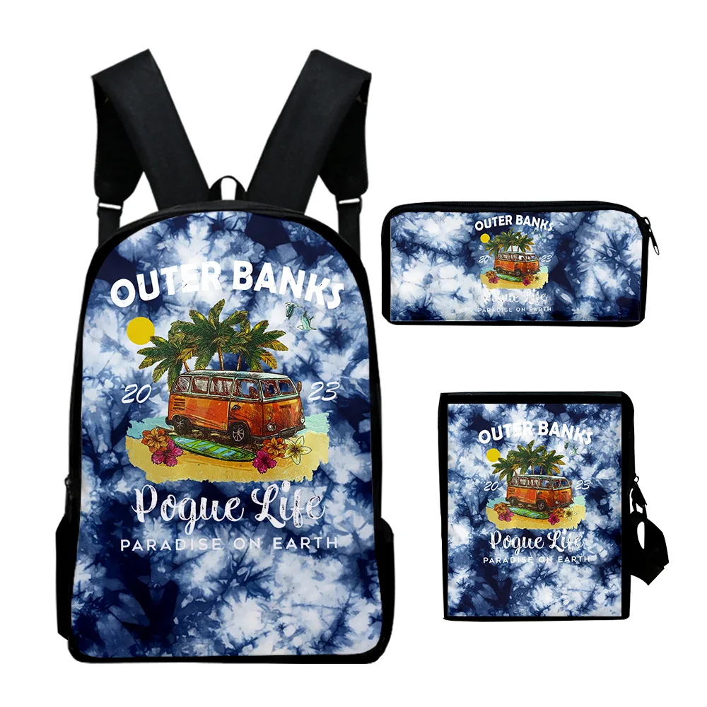 Popular Outer Banks Season 3 Tv Series 3D 3pcs/Set pupil School Bags Laptop Daypack Backpack Inclined shoulder bag Pencil Case