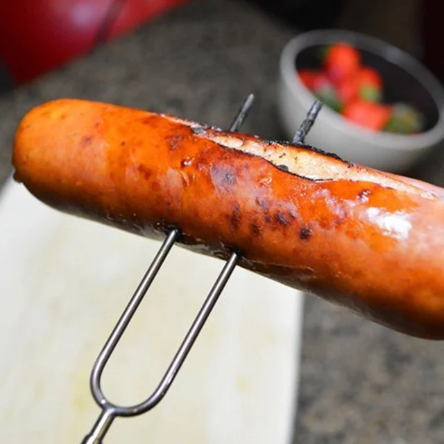 Nyársok Barbecue Hot Dog Villák Hosszabbító Típusú Pálcák Teleszkópos Bbq Villa