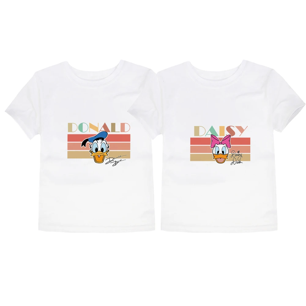 

Brother Sister Costume Disney Donald Daisy Print Outdoor Style Kids T-Shirts Dropship Short Sleeve Exquisite Child T Shirts Tee