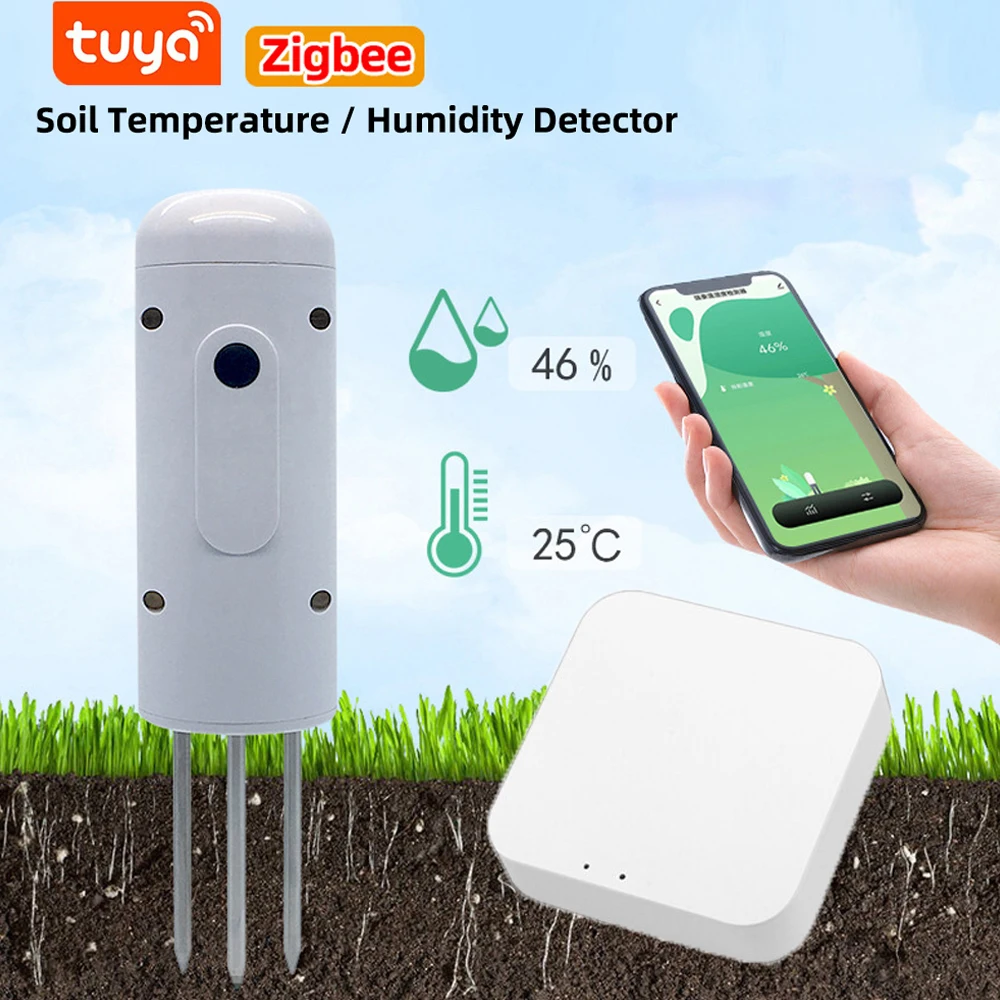 

Беспроводной измеритель влажности почвы Tuya Zigbee, прибор для измерения температуры и влажности, водонепроницаемый IP67 детектор для садовых растений
