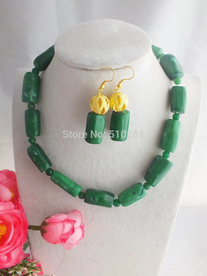 

Fabulous Indian Bridal Jewelry Set Green Statement Dubai Jewelry Set Coral Beads Necklace Jewelry Set 19"