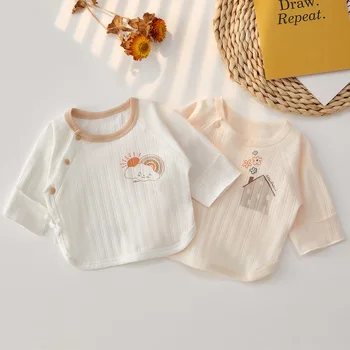2025 Summer Newborn Baby Clothes - Breathable Cotton Half-Back Shirt for 0-3 Months Infant Outfit