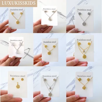 LUXUKISSKIDS 여성용 꽃 장미 쥬얼리 세트, 요정 달 별 파인애플 목걸이 귀걸이, 로맨틱 액세서리
