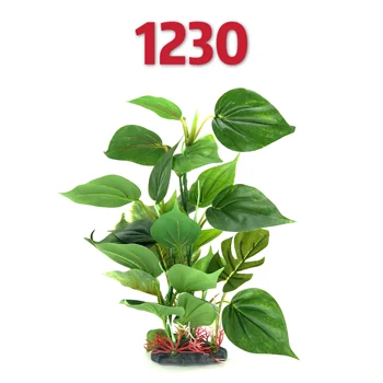 Artificial Aquarium Decor Plants Underwater Water Grass Aquatic Plastic Plants For Fish Tank Aquarium with Big green leaves