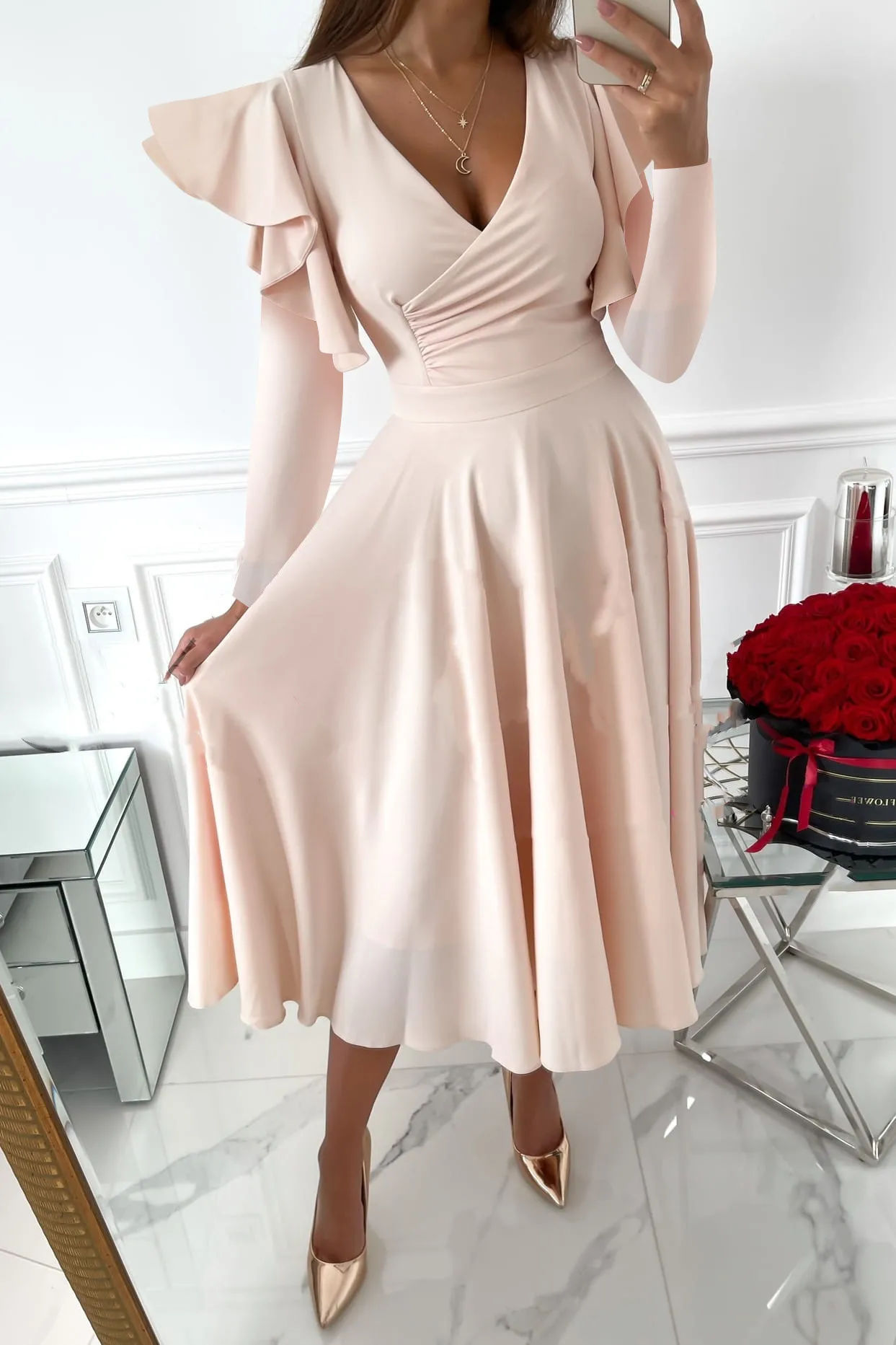 

2022 Fall Party Women's Dress Butterfly Long Sleeve V-neck Long Dresses Female New Solid White Evening Elegant Clothes Ladies
