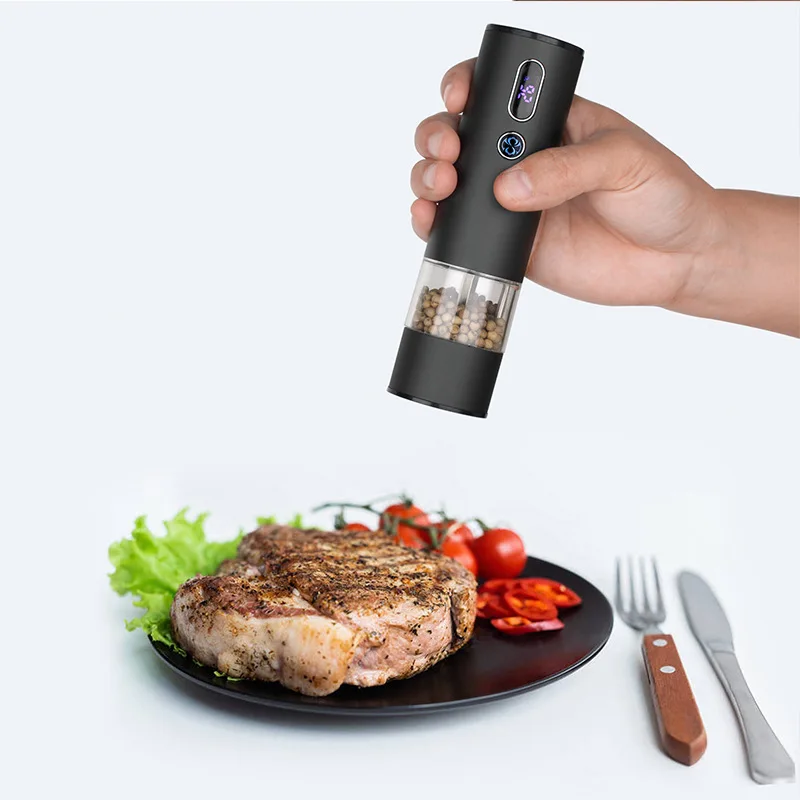 Rechargeable Electric Pepper Grinder With Temperature And Humidity Dual Display Pepper Grinder For Household Use USB Charging