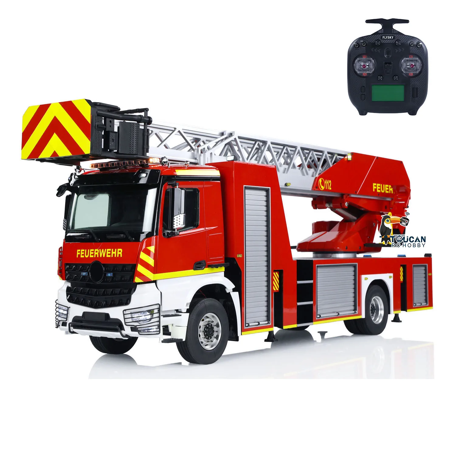 1/14 Metal Chassis 4X2 RC Fire Truck Electric Lift Ladder Car ST8 Radio 2Speed Sound Light Painted Finished Vehicle Toy for Boys 2
