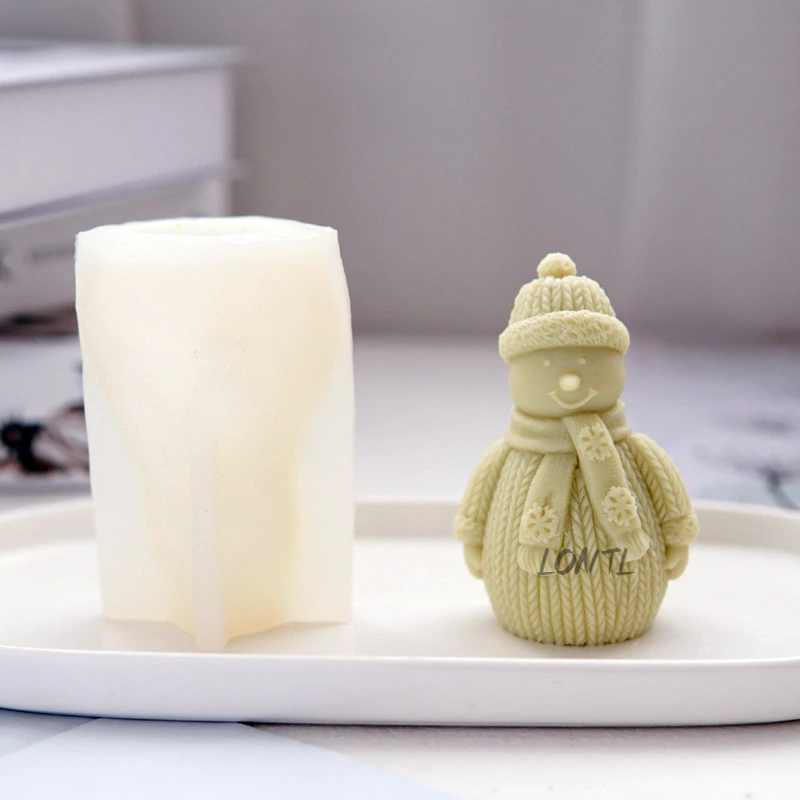 Silicone Mold Wool Scarf Snowman Silicone Candle Mold Homemade Christmas Snowman Crafts Resin Plaster Diy Soap Chocolate Ice Cube Baking Mold