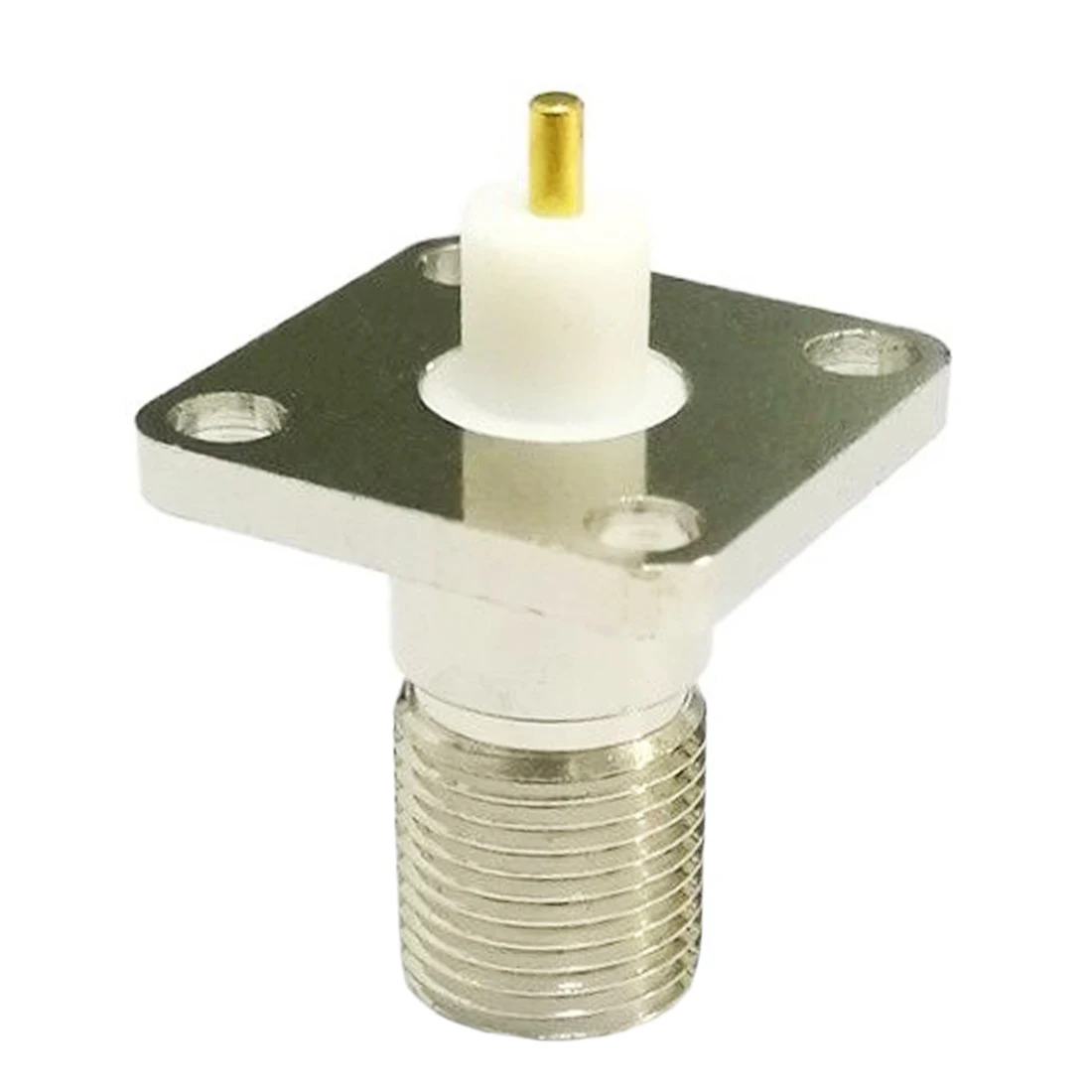 

1pc F Type Female Jack Connector 4-Hole Panel Mount Flange With White Insulator Solder Post Welding Connector New