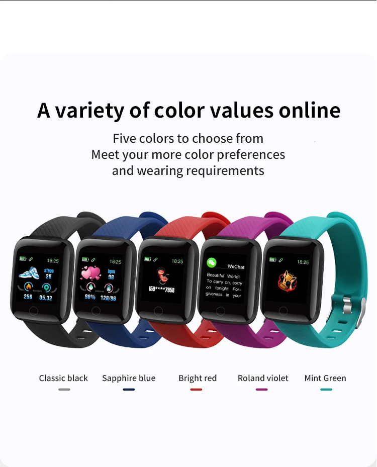 116Plus Smart Watch Bluetooth Sports Wristwatches Smartwatch Smart Bracelet Clock Fitness Tracker Christmas Gift For Android IOS