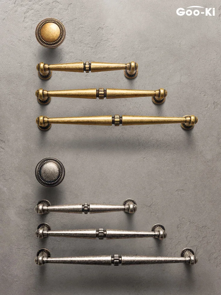 Traditional Vintage Antique Yellow Bronze Cabinet Handles Kitchen Cupboard Pulls Drawer Knobs Kitchen door handles and knobs cabinet handles