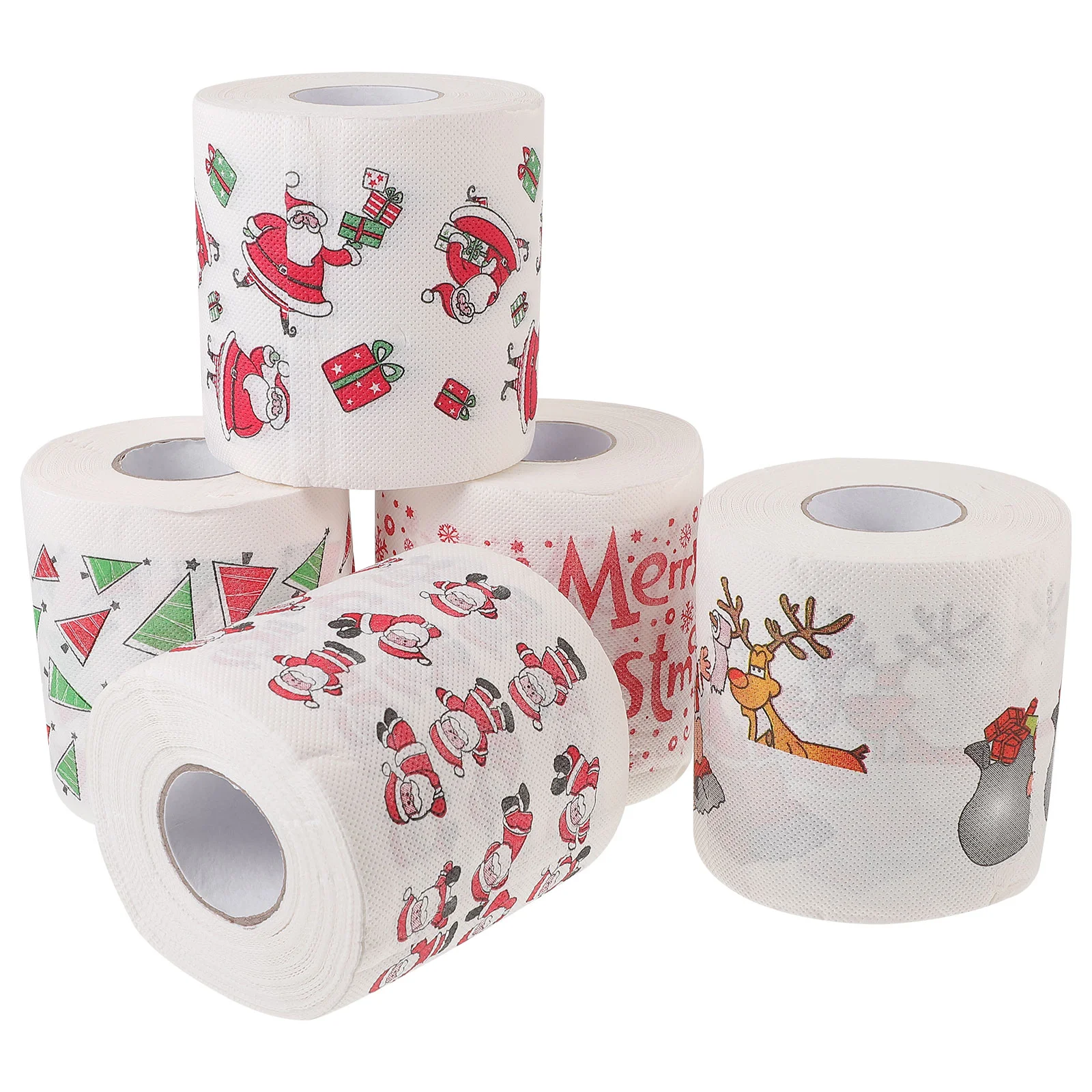 5 Rolls Sink Plunger Christmas Toilet Paper Party Napkins Supplies Tissue for Office