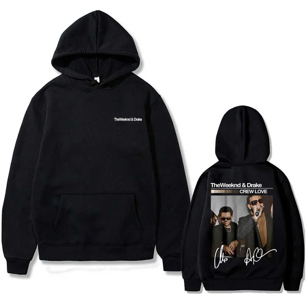 Rapper The Weeknd and Drake Crew Love Double Sided Print Hoodie Men Women Hip Hop Oversized Sweatshirt Men's Casual Tracksuit