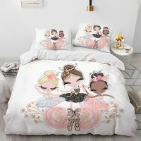 Cartoon Cute Ballet Girl Ballerina Comforter Bedding Set,Duvet Cover Bed Set Quilt Cover Pillowcase,Queen Size Bedding Set Kids 1