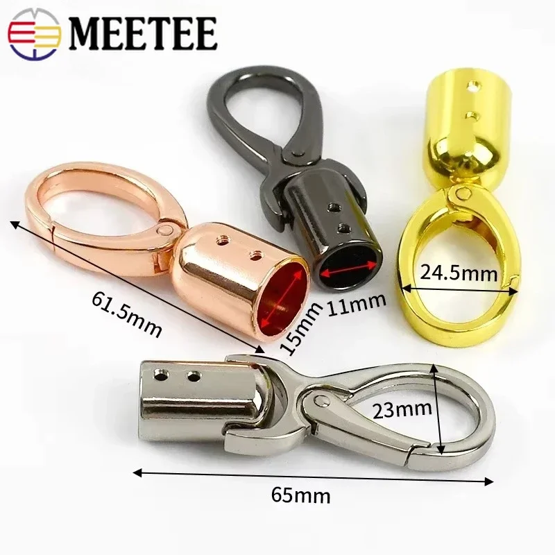 2/4/10Pcs Meetee 15mm 금속 버클 핸드백 체인 회전 연결 걸쇠 술 캡 코드 잠금 스토퍼 행거 하드웨어 액세서리