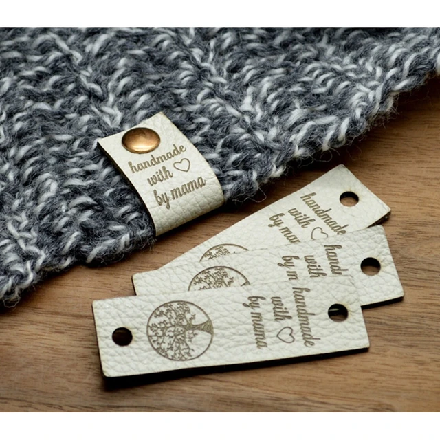 30pcs Personalized sewing tags for crochet Customize leather