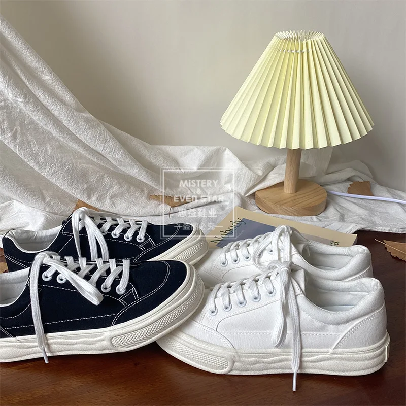 Platform Shoes Women Canvas Shoes Student Fashion Sneakers Woman Lace-up Casual Shoes Ladies Loafers Breathable Spring Autumn