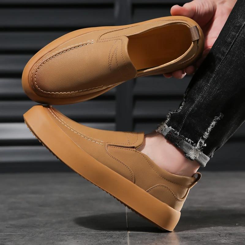 

Genuine Leather Men's Casual Shoes Versatile Loafers Retro Trend Driving Shoes Breathable Male Walk Sneakers Fashion Boat Flats