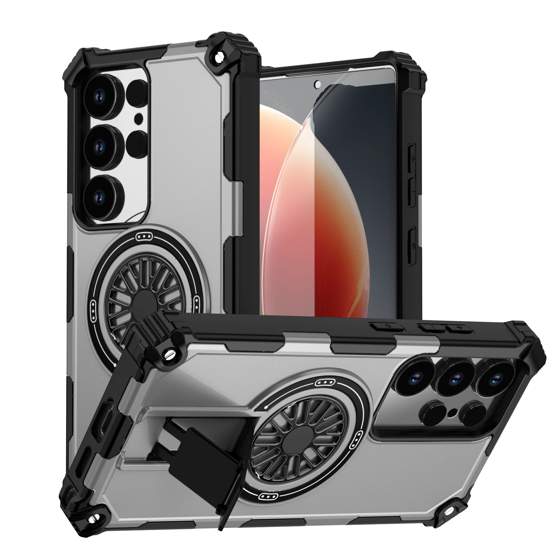 Military-Grade Magnetic Phone Case with Foldable Bracket and Armor Protection