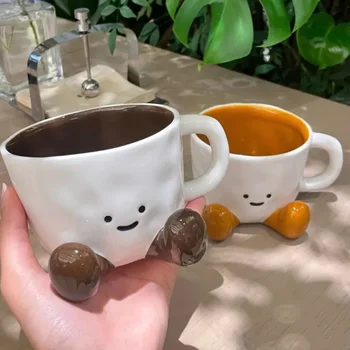 Coppia di cartoni animati Tazza in ceramica Caffè creativo Tè al latte Tazza d'acqua Tazza per colazione per bambini carina Bicchieri per la casa 1