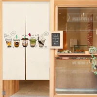 Milk Tea Restaurant Kitchen Partition Half Curtain Dining Room Soda Shop Entrance Door Cover Blocking Opaque Curtain Custom logo 1
