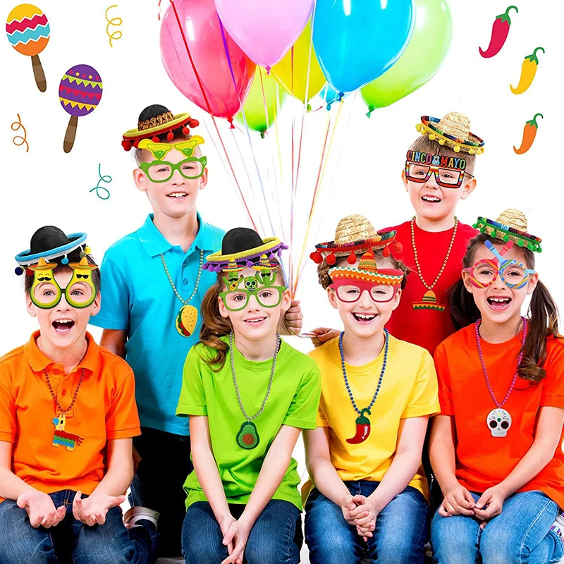 Kids Funny Hats Hairball Headdress Mexican Mini Hat Sombrero with Headband for Adult Pet Birthday Party hair accessories