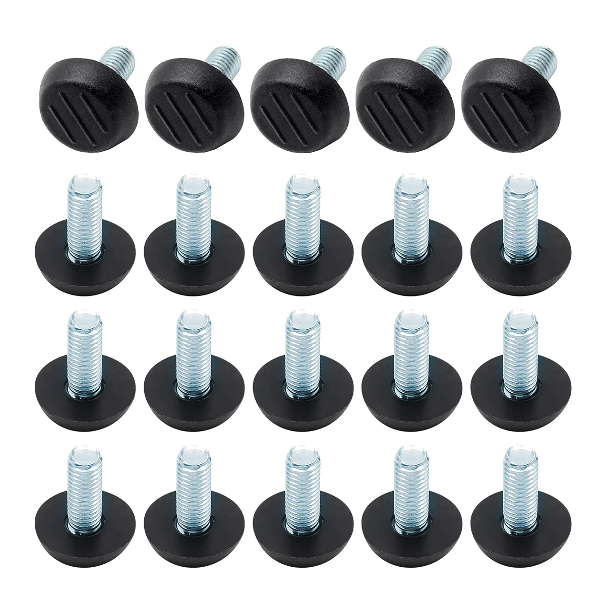 20Pcs M8 Adjustable Furniture Leveler Screw Type Furniture Sliding Leveling Feet Screws for Chair Table Legs M8 x 20mm