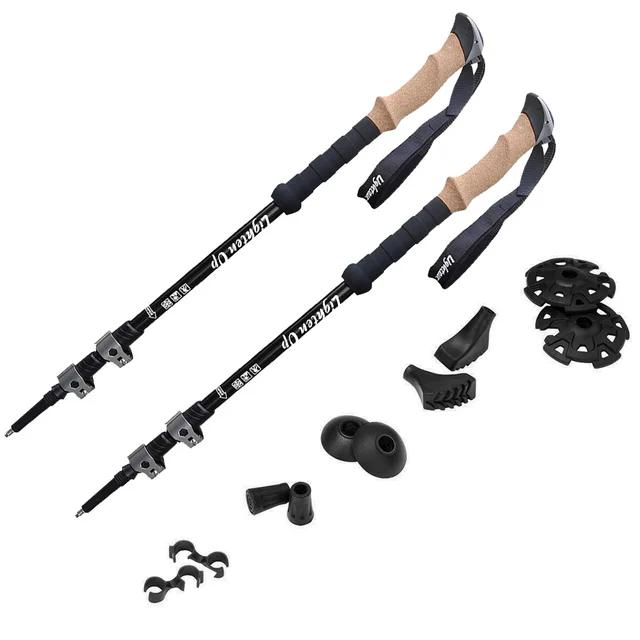 Lighten Up 2pcs Trekking Pole Nordic Walking Poles Telescopic Alpenstock Aluminum Alloy Shooting Walking Stick Crutch Senderismo