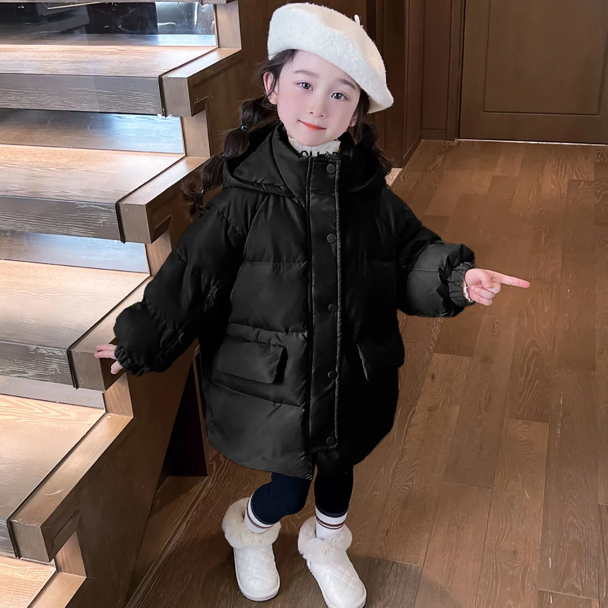 Winter Warm Down Cotton Jacket Teens Girls Coat Waterproof Star