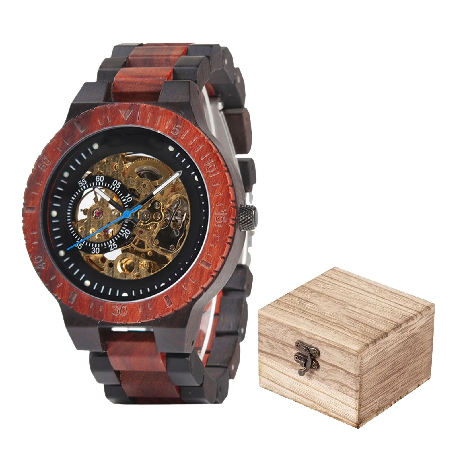 

Men's Wooden Automatic Mechanical Watch Large Dial Customizable Luminous Skeleton Punk Business Watch Personalized Gifts