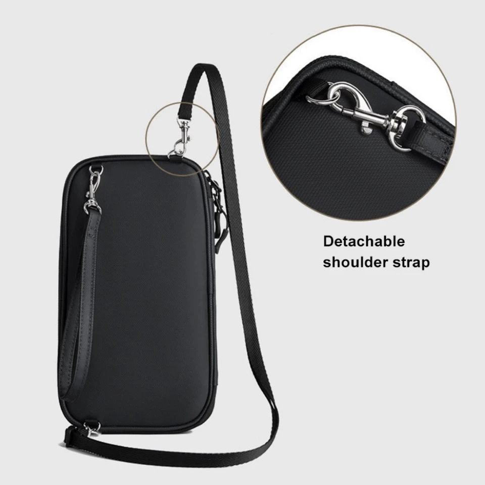 Portafoglio da viaggio, porta passaporto, porta carte, borsa a tracolla, organizer per documenti e biglietti per l'estero, custodia protettiva da appendere al collo._voghion.com