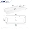 Bathroom Sink Rectangle 43" x 16", Two Hole Vitreous Ceramic Vessel Sink, Countertop & Wall Mount, with Overflow, Glossy White 2